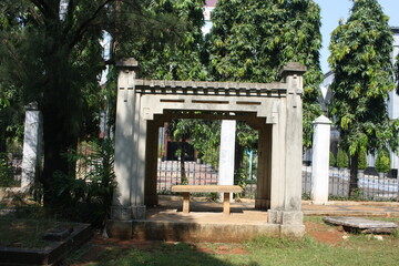 Graveyard cemetery in Taman Prasasti, Jakarta, Indonesia,