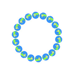 circle with planets, symbol, emblem, vector illustration

