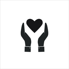 black heart in hands, take care of heart, vector illustration
