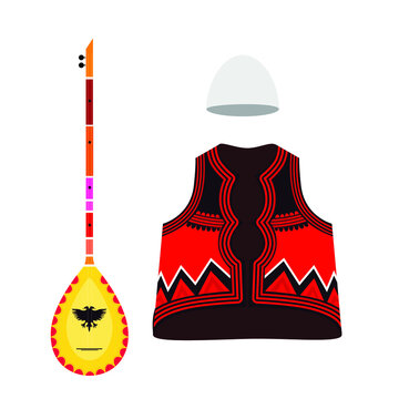 albania folk dress & instrument, cifteli