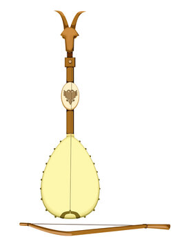 albania folk vold  instrument, vector  lahute with goat head