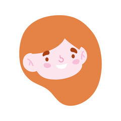 cute little girl face character cartoon isolated design icon
