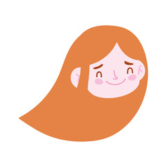 cute little girl face character cartoon isolated design icon