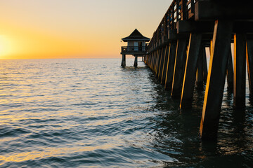 Naples Pier at sunset in Florida, United States of America