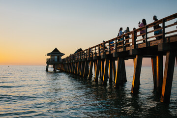 Fototapeta premium Naples Pier at sunset in Florida, United States of America