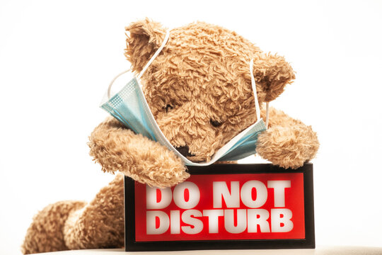 image of toy bear mask do not disturb text