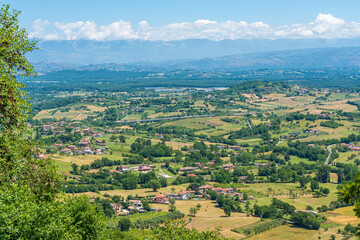 Panoramic view of the landscape surrounding the village of Castro dei Volsci, near Frosinone, Lazio, Italy.