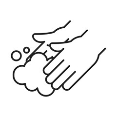 cleaning disinfection, washing hands frequently, coronavirus prevention sanitizer products line style icon