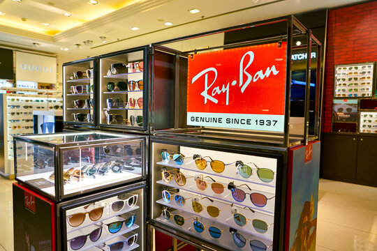 ZURICH, SWITZERLAND - CIRCA OCTOBER, 2018: Ray-Ban glasses on display at a  shop in Zurich International Airport. Stock Photo | Adobe Stock