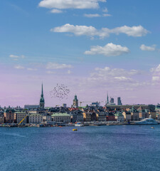 View of Stockholm from Sodermalm district. Panorama of the old town (Gamla Stan).