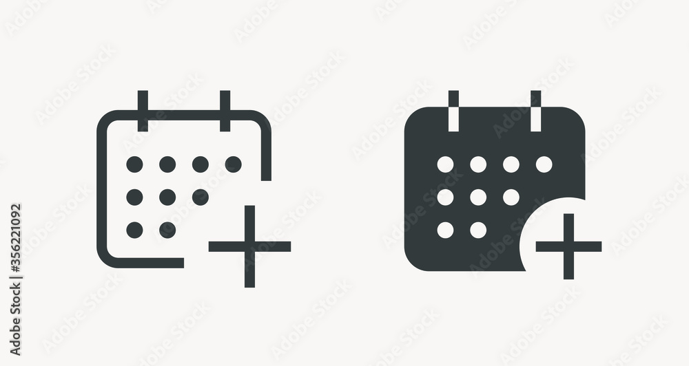 Poster сalendar with plus line vector minimalistic icon. date symbol. appointment day icon for web design. 
