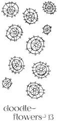 Doodle flowers 13 hand drawn vector image set, simple line drawing illustration variations