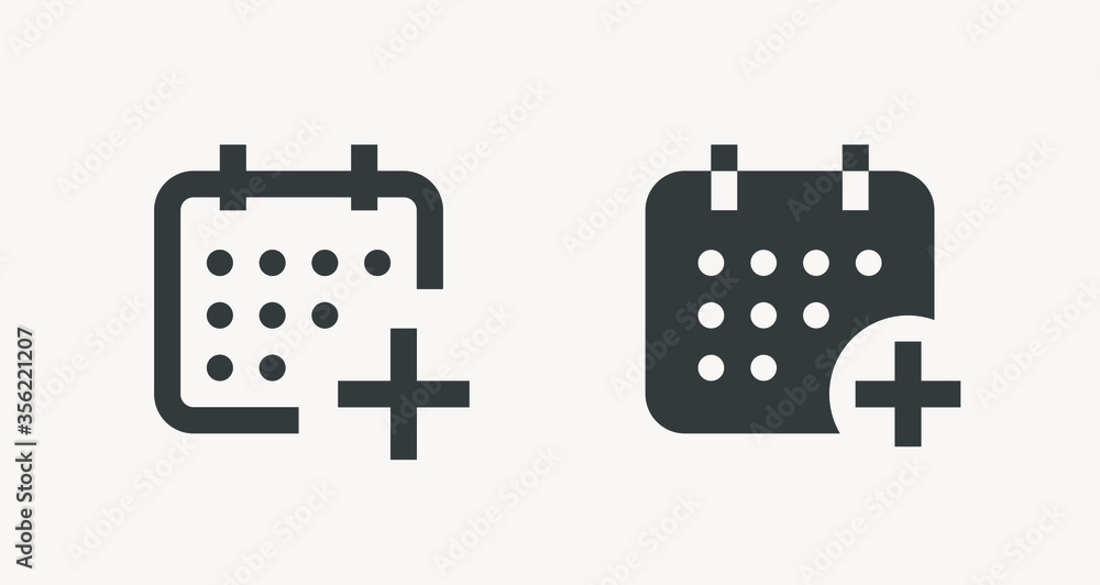 Poster сalendar with plus line vector minimalistic icon. date symbol. appointment day icon for web design. 