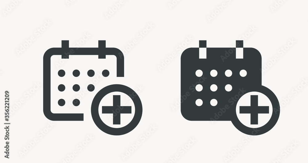 Poster сalendar with plus line vector minimalistic icon. date symbol. appointment day icon for web design. 
