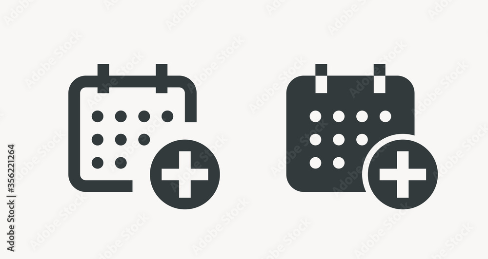 Poster сalendar with plus line vector minimalistic icon. date symbol. appointment day icon for web design. 