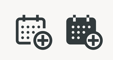 Сalendar with plus line vector minimalistic icon. Date symbol. Appointment day icon for web design. Modern flat organizer icon for app design. Business meeting sign minimal flat linear icons