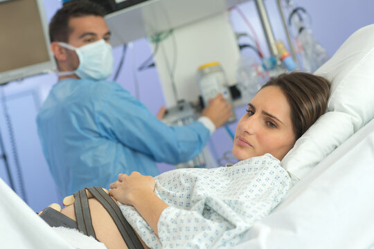 Worried Pregnant Lady In Hospital