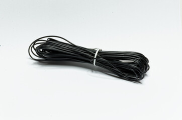 black cable on white background