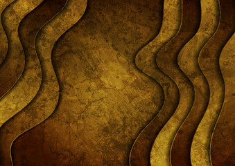 Yellow brown grunge waves abstract material background. Vector design