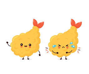 Cute happy and sad funny tempura shrimp