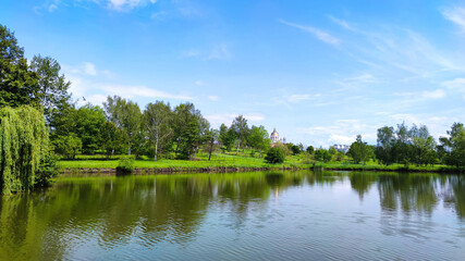 Naklejka premium Perfect lake landscape in the spring season