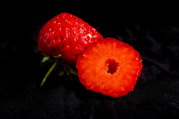 strawberry on black