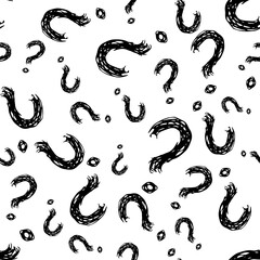 Seamless pattern with doodle question mark symbol