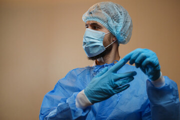 The concept of preventing the spread of the epidemic and treating coronavirus. The doctor points to...