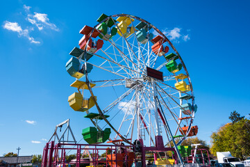 colourful fall fair rides