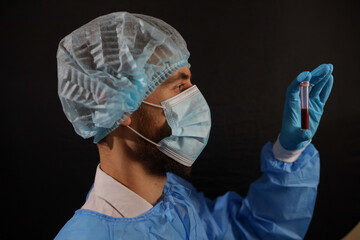 The concept of preventing the spread of the epidemic and treating coronavirus. The doctor points to...