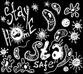 Isolation, social distance. Coronavirus. Quarantine. Illustration, linear drawing