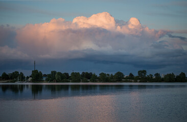 Beautiful magnificent clouds at sunset in the sky