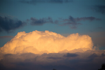 Beautiful magnificent clouds at sunset in the sky