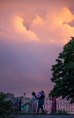 Beautiful magnificent clouds at sunset in the sky