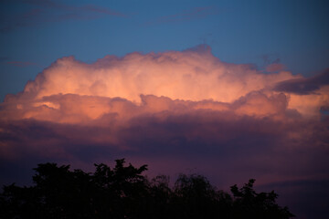 Beautiful magnificent clouds at sunset in the sky