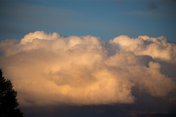 Beautiful magnificent clouds at sunset in the sky