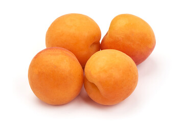 Sweet juicy apricots, ripe nectarines, isolated on white background