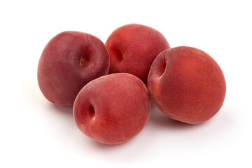 Sweet juicy apricots, ripe nectarines, isolated on white background