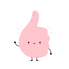 Cute funny thumbs up gesture. Vector 
