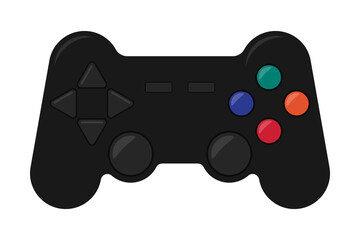 Black wireless joystick from a video game. Vector stock flat illustration isolated on a white background