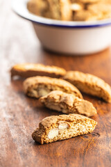 Sweet italian cantuccini cookies. Almonds biscuits.
