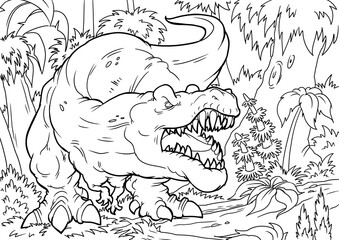 Cartoon dinosaur. drawing illustration for kids and children.