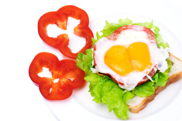 Sandwich with egg and lettuce. Food concept.