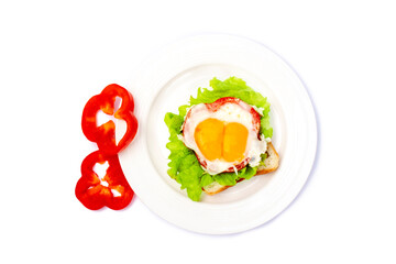 Sandwich with egg and lettuce isolated. Food concept