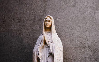 Close up of Statue of Our lady of grace virgin Mary.