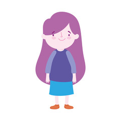 cute little girl cartoon character isolated design icon
