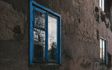 Old Wooden Window. Poverty concept