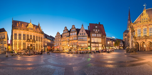 Panorama of Bremen Market Square, Germany - obrazy, fototapety, plakaty
