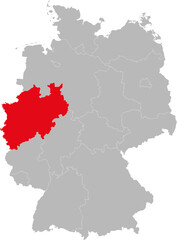 Fototapeta na wymiar North Rhine-Westphalia state isolated on Germany map. Business concepts and backgrounds.