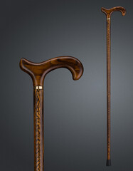 Walking sticks and crutches. High quality photo